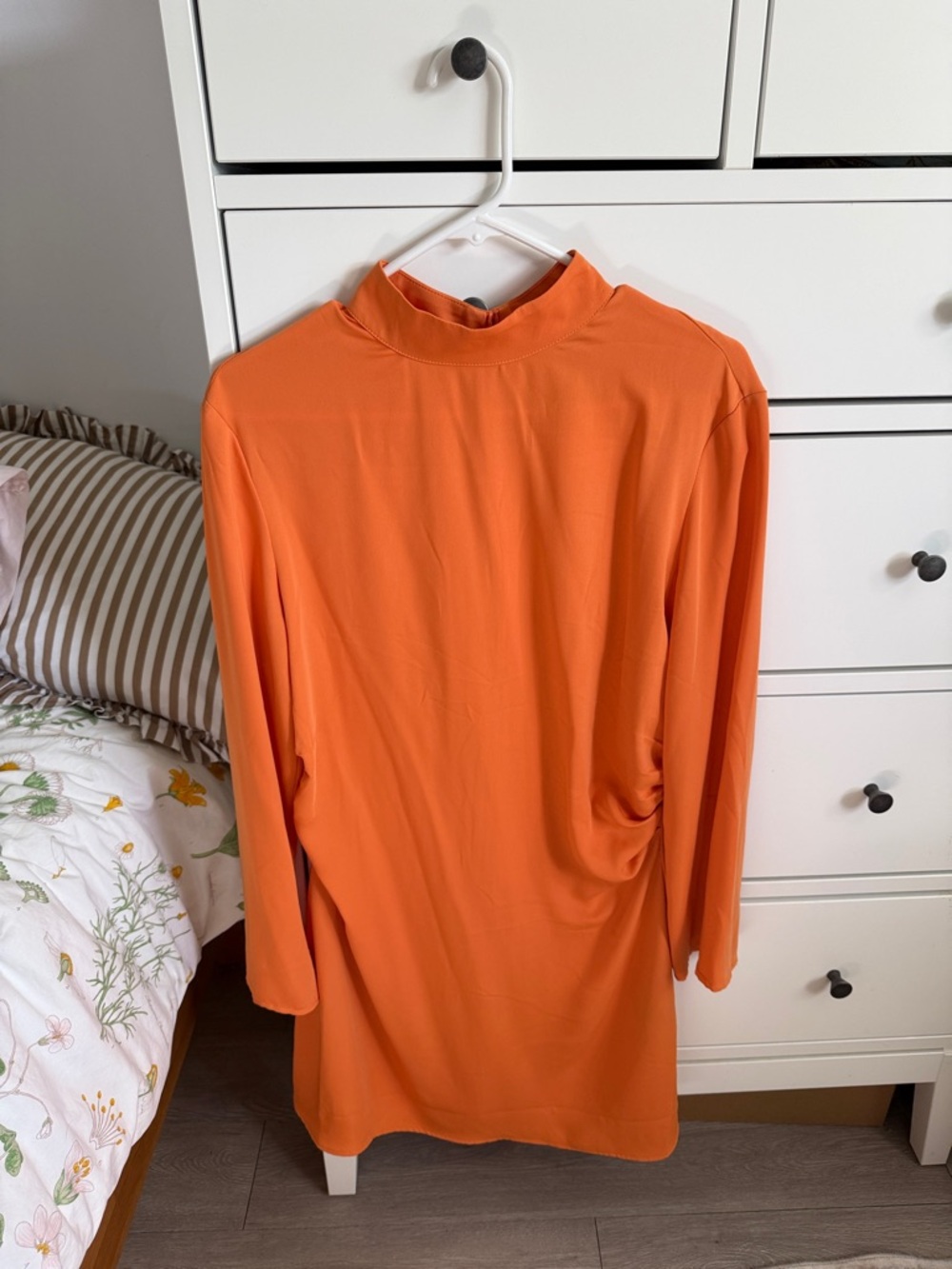 H&M Orange Long Sleeve Mock Neck Dress